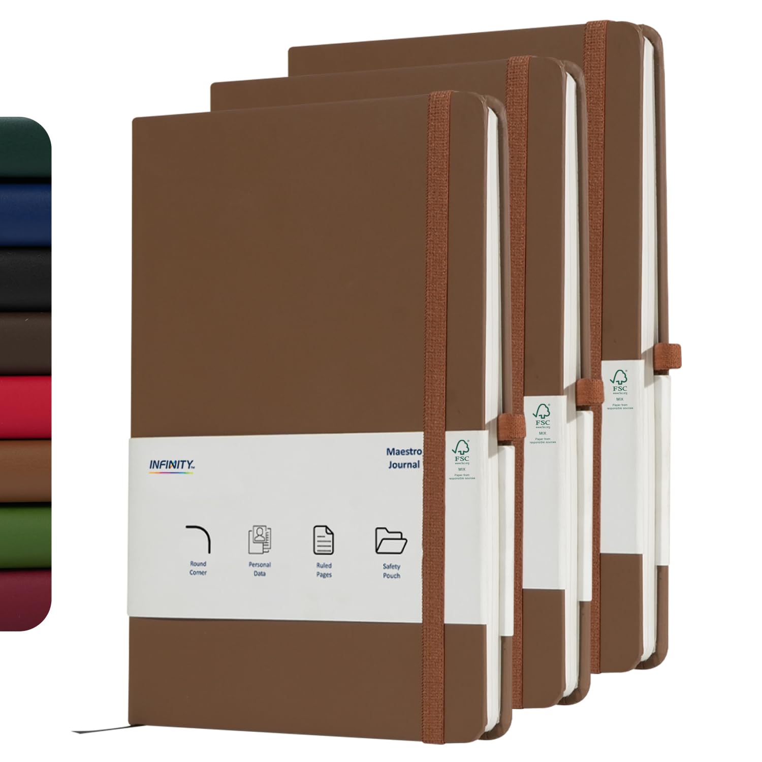 Infinity Notebook Journal, Maestro Journal Notebook Ruled Paper - A5 size 80 GSM Thick Lined Paper Hard Cover Classic Writing Journals, Diary with Rear Pocket & Pen Holder