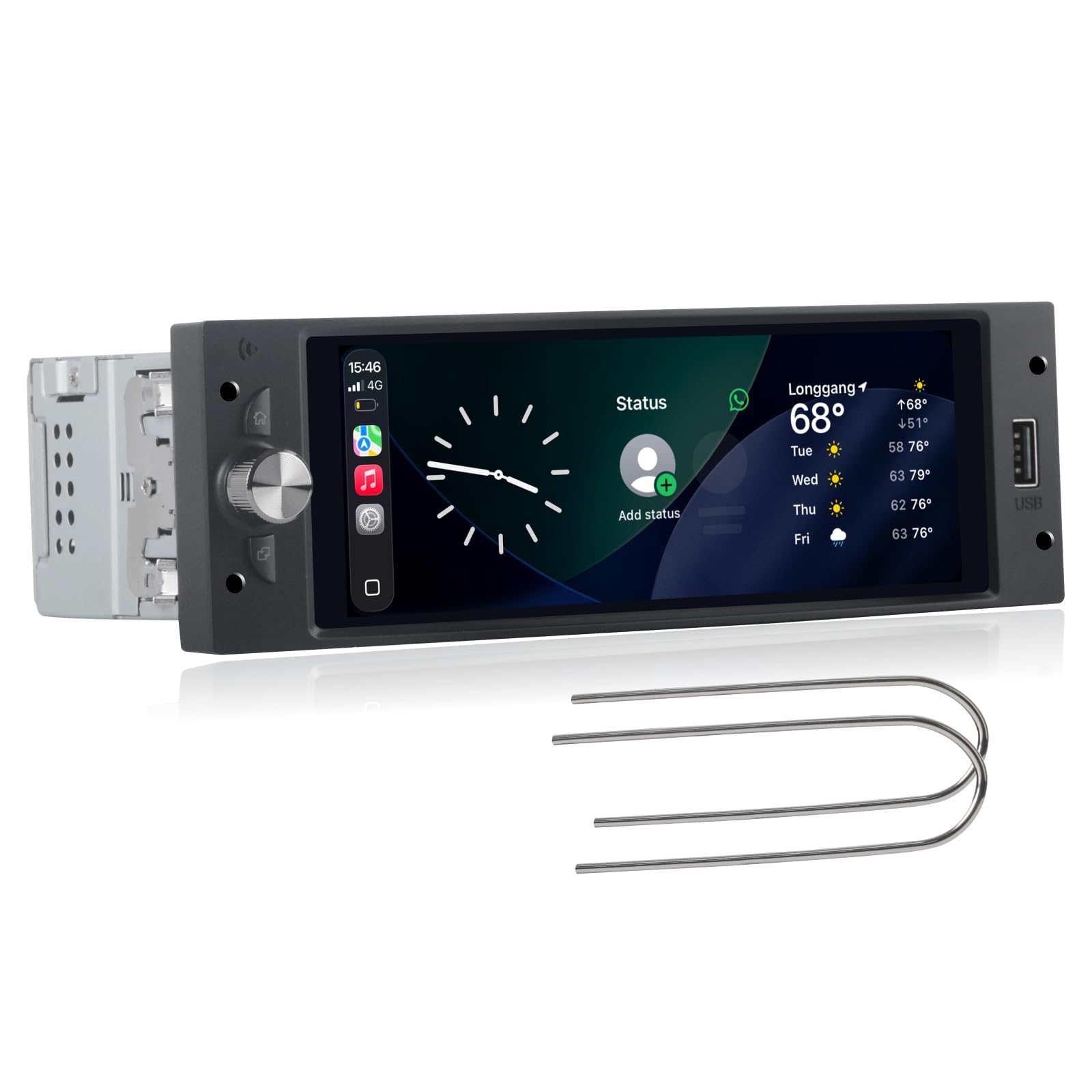 Linux Single DIN Autoradio für Peugeot 206 207 308 3008 Citroën C2 C3 C4 Picasso mit kabellosem CarPlay und Android Auto, Touchscreen, Plug & Play, Bluetooth, FM/AM-Radio