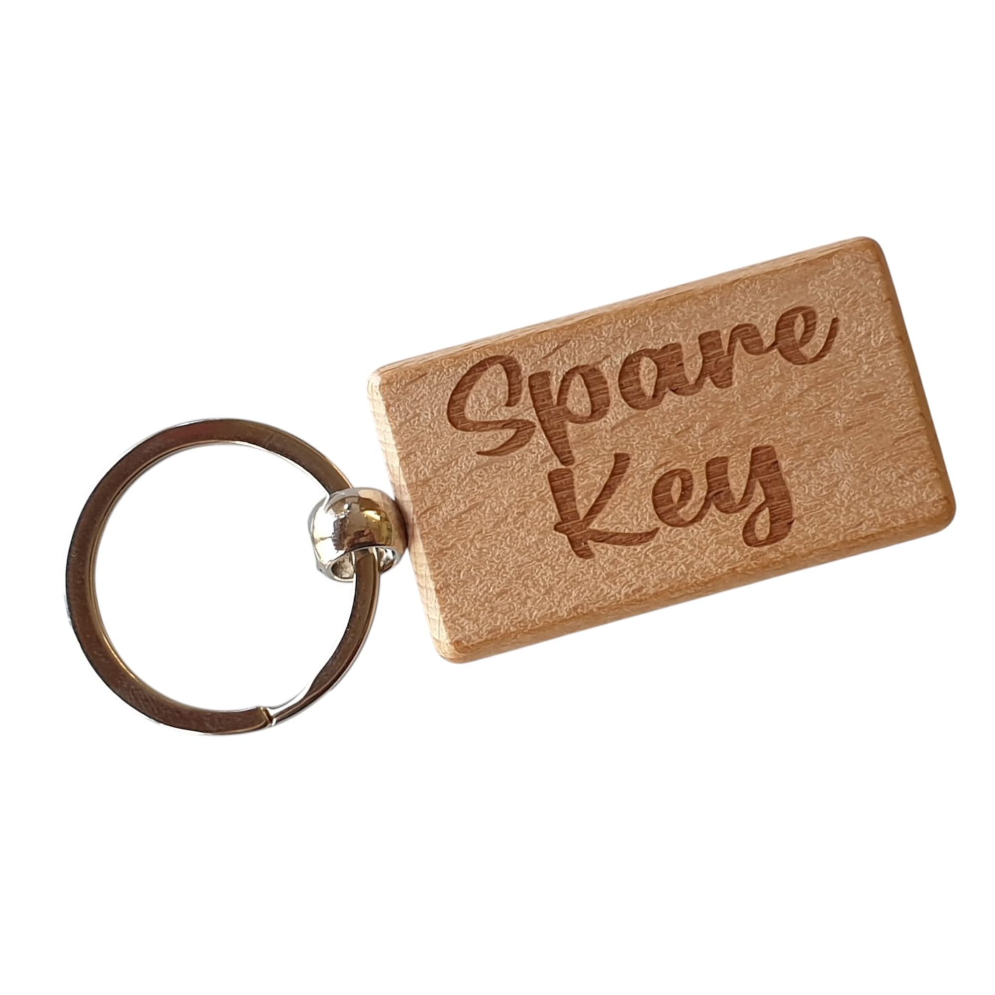 Decalarama Brown Spare Key Keyring Nice Cute Custom Engraved Wooden Key Fob Novelty House Keys Present