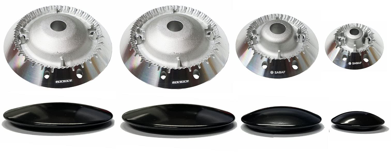 Lofra - Kit 4 bruciatori Sabaf - 2 Grandi - 1 Medio - 1 Piccolo completi di piattelli spartifiamma per cucina piano cottura 4 fuochi - Made in Italy - LO04