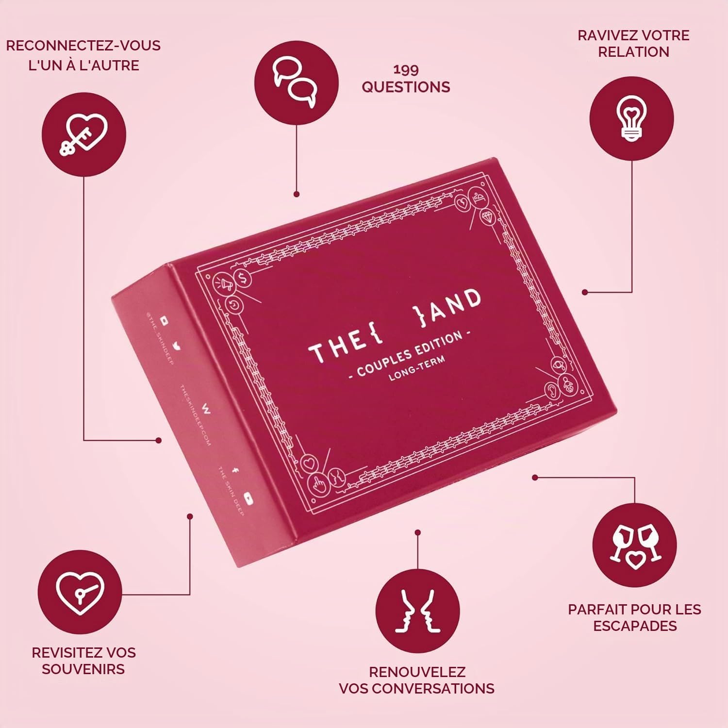 {THE AND} Édition à long terme pour couples – 199 cartes de conversation significatives pour couples – Questions pour reconnecter et approfondir les relations – Jeu de cartes pour couples pour
