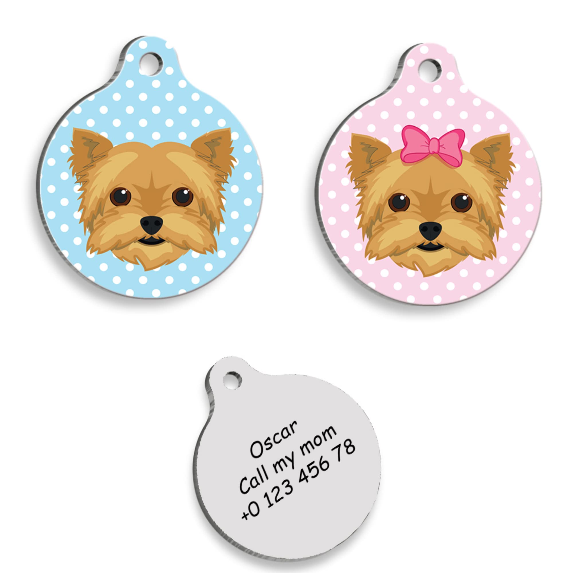 YORKSHIRE TERRIER Personalized Dog Tag - Custom Name Tag - ID Tag for Dog & Cat - Customized Pet Tags - Dog Name Tag - Cat Name Tag - Engraved Dog Tag (Blue)