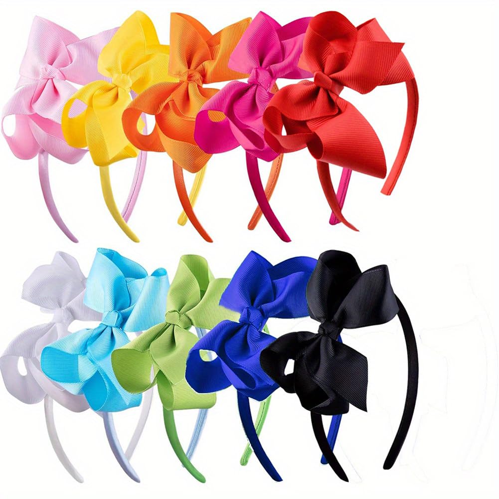 Shining Diva Fashion 10 Pcs Stylish Ribbon Headband with Bow Hairband Hair Bands for Girls Teens Women Kids Hair Accessories (16870hb) 10 Colors