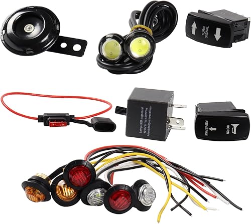 MotoParAcc SXS - Kit legal de calle LED luces direccionales para ATV con kit de bocina relé intermitente compatible con Can Am Maverick x3 UTV