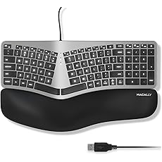 Macally Wired Ergonomic Split Keyboard - Mac Compatible, Numeric Keypad - Ergo Keyboard for MacBook Pro/Air iMac