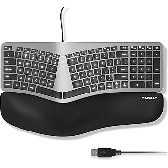 Macally Wired Ergonomic Split Keyboard - Mac Compatible, Numeric Keypad - Ergo Keyboard for MacBook Pro/Air iMac