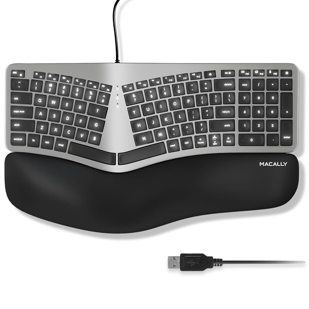 Amazon | Macally 有線人間工学キーボード Mac用 - リストレスト