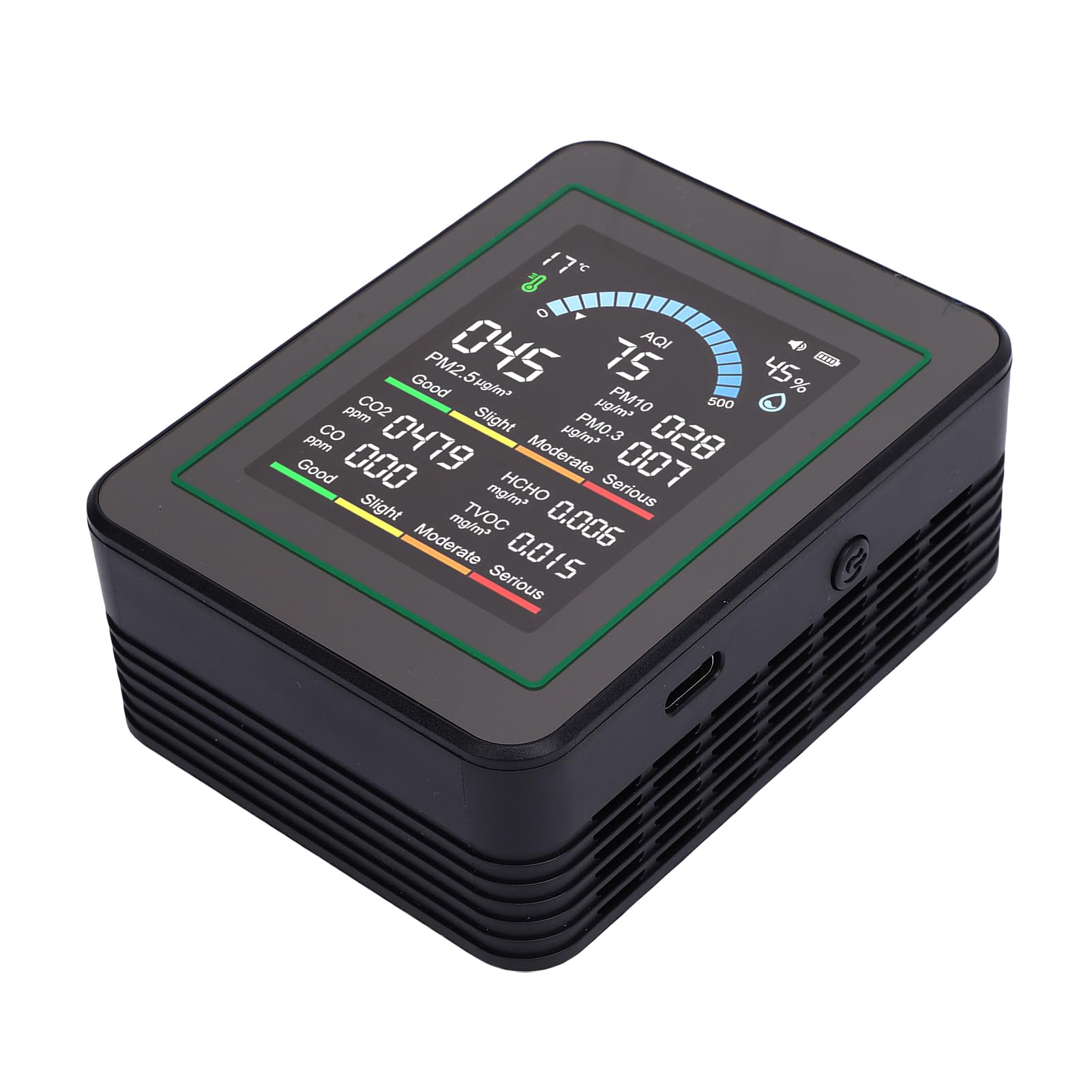 Rilevatore Multigas per Uso Domestico, Monitor CO2 Portatile HCHO con Misuratore di Particelle PM2,5 PM10, Misuratore di umidità della Temperatura Rilevatore Inquinamento da Campeggio per (#2)