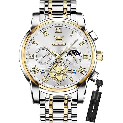 OLEVS Mens Watches Chronograph Business Dress Quartz Stainless Steel Waterproof Luminous Date Wrist Watch