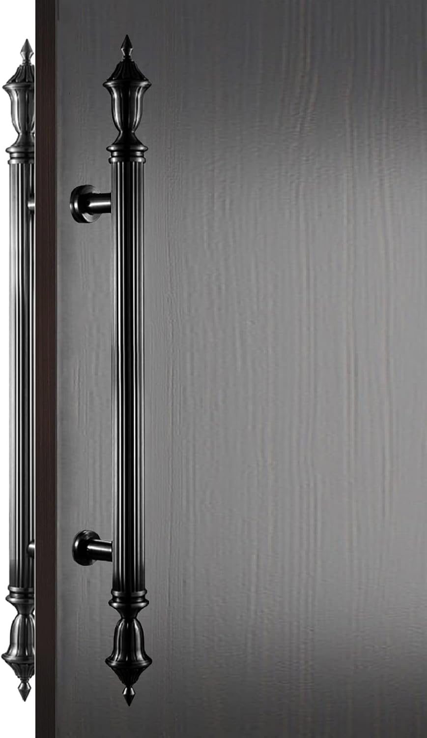 European Style Door Handle Push Pull Bar for Wood Door, Stainless Steel Commercial Door Konb, Glass Door Pulls Including All Install Fitting (Color : Black, Size : 100cm(39 3/8")*50cm)