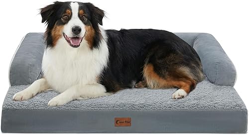 Miniatura 45 de Cama ortopédica para perros extragrandes, cama de espuma XL con forma de caja de huevos impermeable con lados 45x35 pulgadas, cama de sofá para
