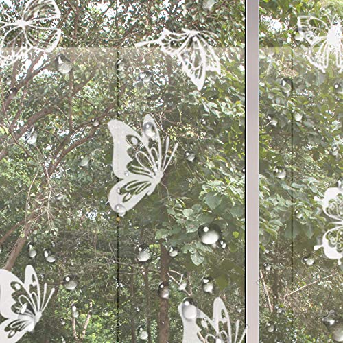 Outus 24 stuks raamstickers voor vogelstakingen, anti-botsing, raamstickers, slagpreventie, glazen deurstickers om vogelaanvallen op glas te redden en te beschermen (vlinderstijl)