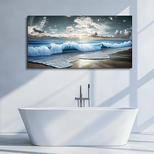 Miniatura 9 de MHARTK66 Lienzo de océano azul para pared, pinturas grandes para sala de estar, paisaje, naturaleza, obras de arte para paredes, decoración de pared