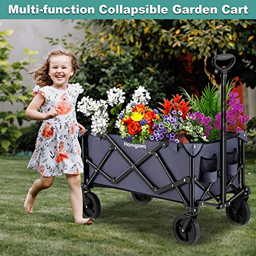 Homgava Collapsible Folding Wagon Cart,Outdoor Beach Wagon,Heavy Duty Garden Cart With All Terrain Wheels,Portable Large Capacity Utility Wagon For Camping Fishing Sports Shopping, Grey #TOP1