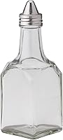 HIC Kitchen Square Glass Cruet with Spout - 5.5oz Stainless Steel Oil Vinegar Dispenser, Dishwasher Safe