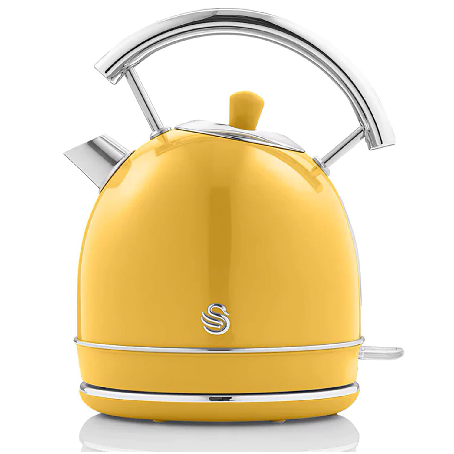 Swan Retro Colazione Set 1,8 L Bollitore Senza Fili con Elemento Riscaldante in Acciaio Inox, Tostapane a Fessura Larga 2 Fette,Regolatore di Tostatura a 6 Livelli, Design Vintage,Giallo STP7050YELNEU