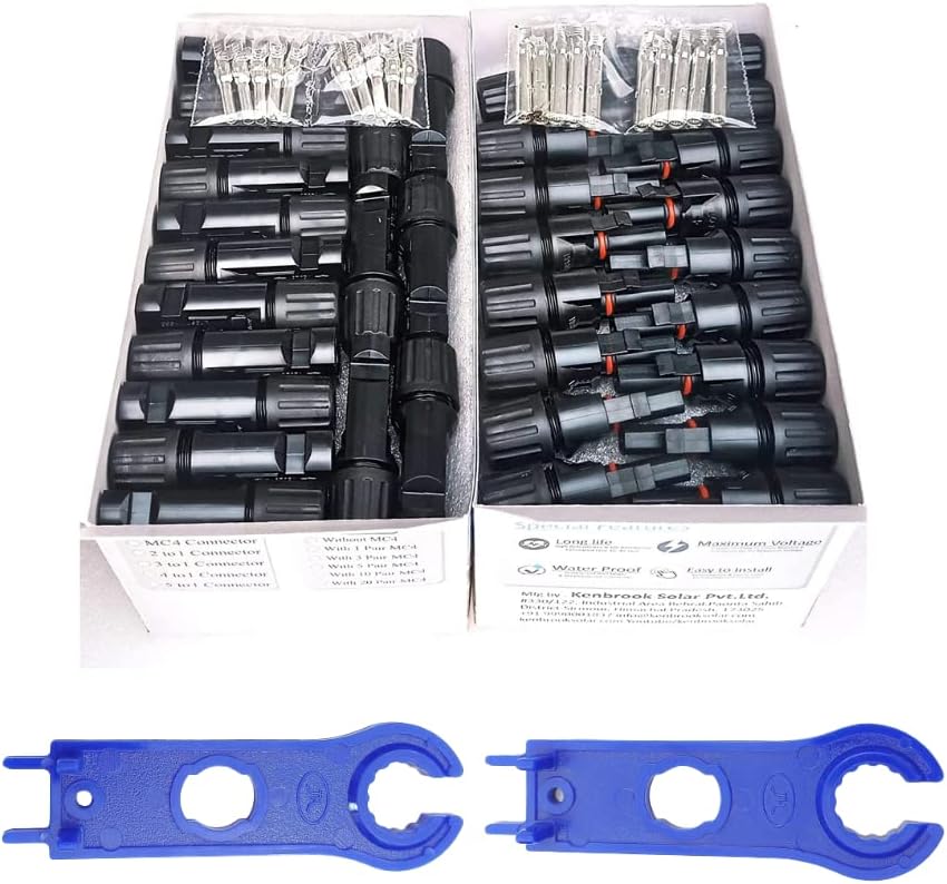 Kenbrook Solar MC-4 Wire Connector with Spanner for Solar Panels (50 Set + Spanner)