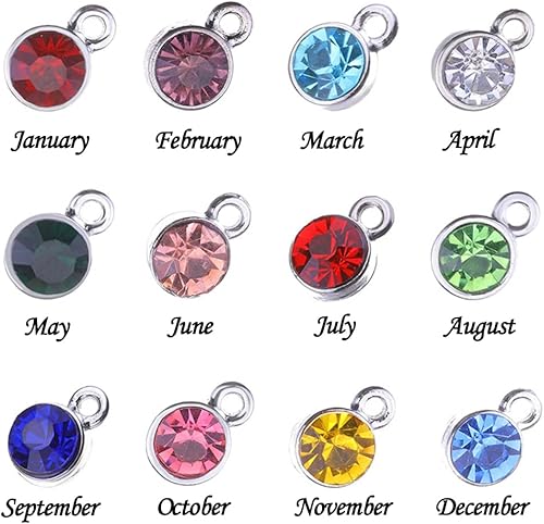 Miniatura 7 de BetterJonny 120 abalorios de piedra natal de cristal, 12 colores redondos de cristal con anillos, colgantes de joyería hechos a mano para joyería,