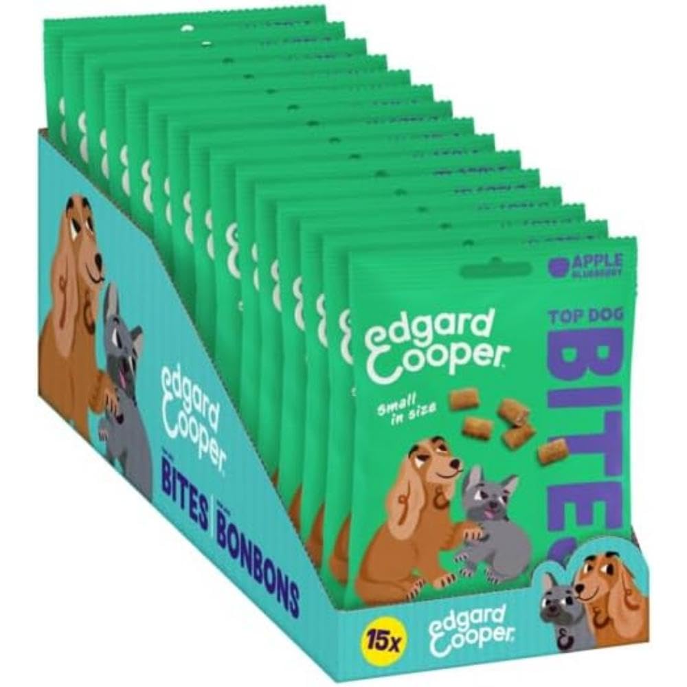Edgard & Cooper Golosinas naturales - Bocaditos para Campeones - Manzana (Pequeño) - (15 x 50g), Sin cereales, premios para perros veganos, bocaditos para entrenamiento llenos de fruta fresca