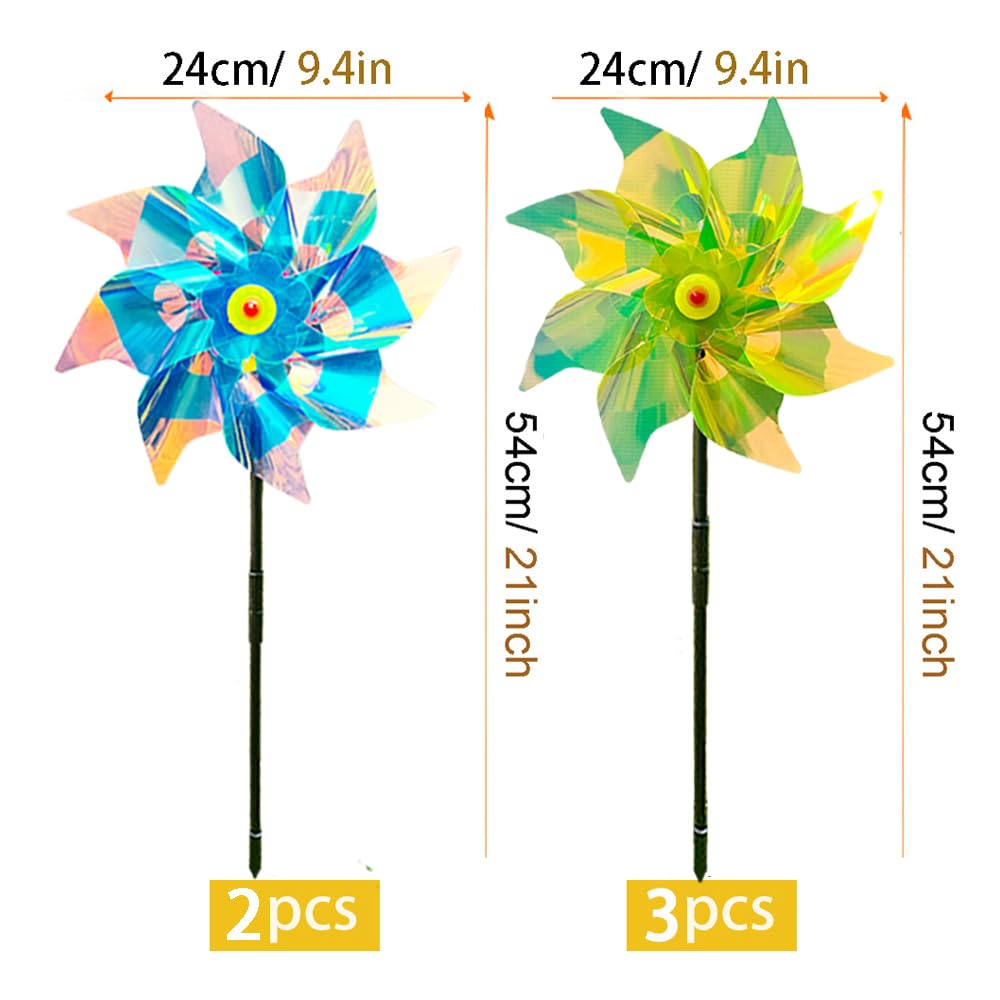 Bird Repellent Reflective Windmill,Sparkly Foil Windmills Reflective Birds Deterrent,Scare and frighten Birds,pigeons deterrent (C-5pcs) - Image 2