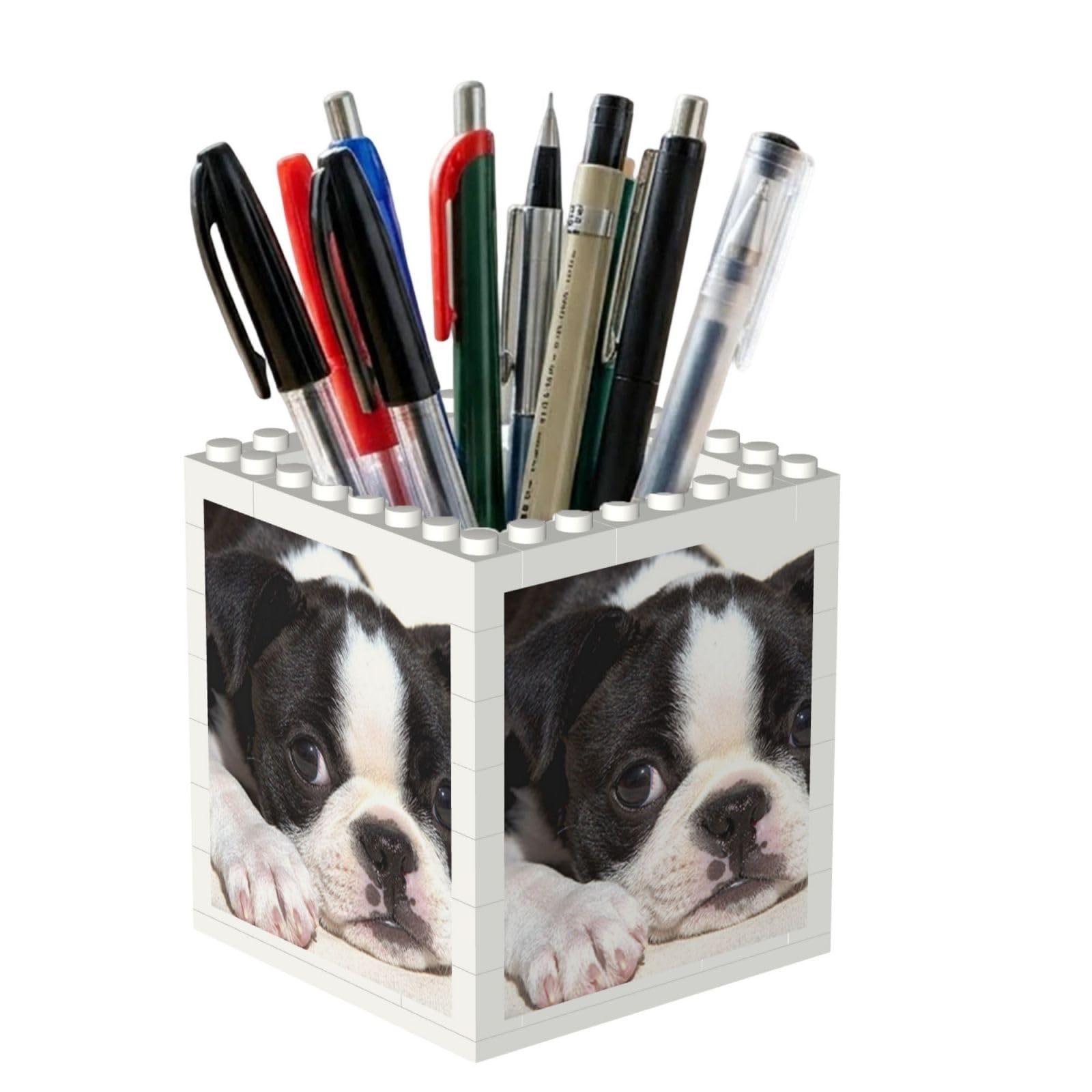 Poadnly Boston Terrier Dog, Pen Pot Pencil Holder for Office Home School, Compact Desk Organiser for Office Stationery
