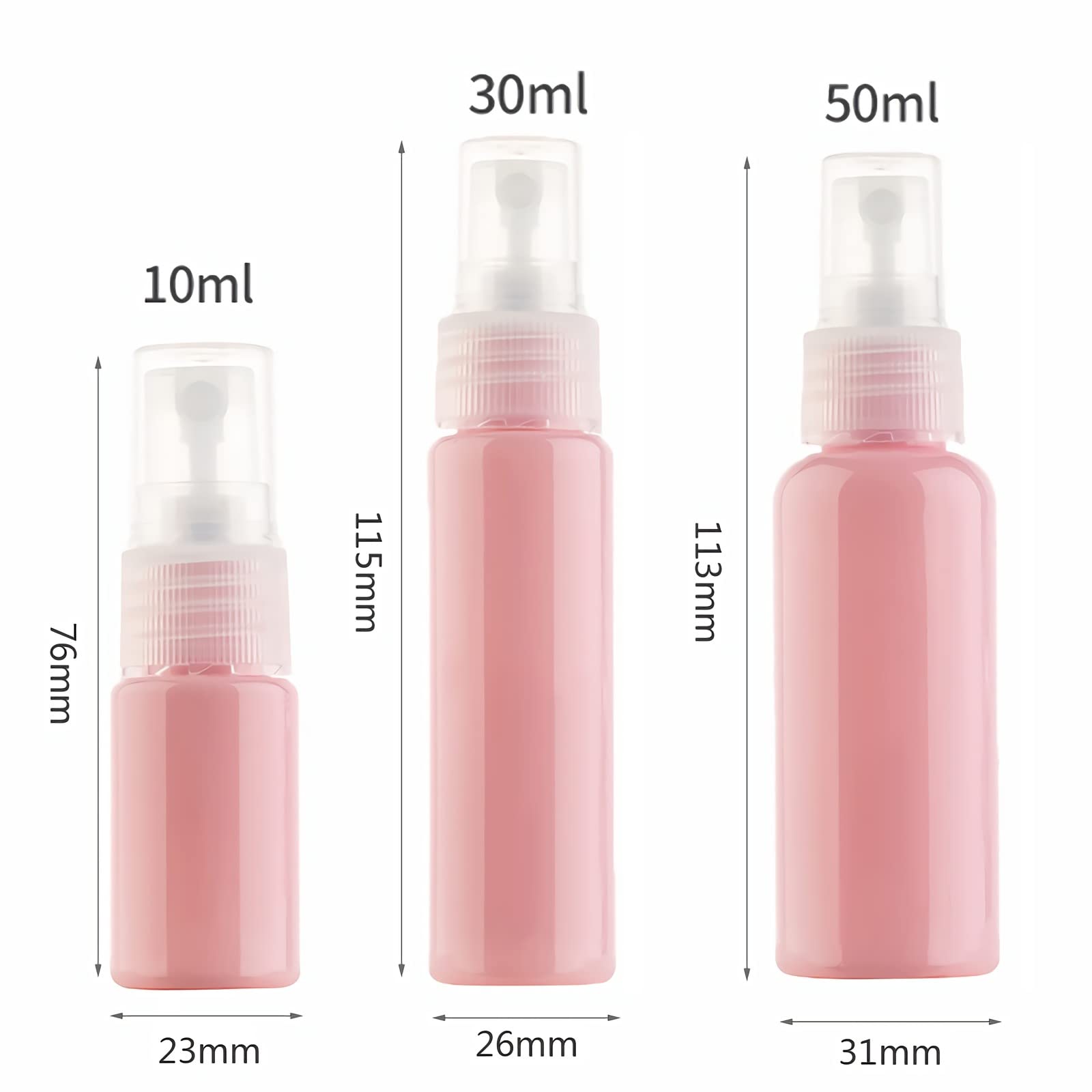 TIANZD 100 Stück Leere 10 ml Rosa Lichtdicht Kunststoff Sprühflasche Zerstäuber Flasche, 10ml Tragbar Feinen Nebel Pumpzerstäuber Zerstäuberflasche Parfümzerstäuber Reise Flakons, 8x Trichter