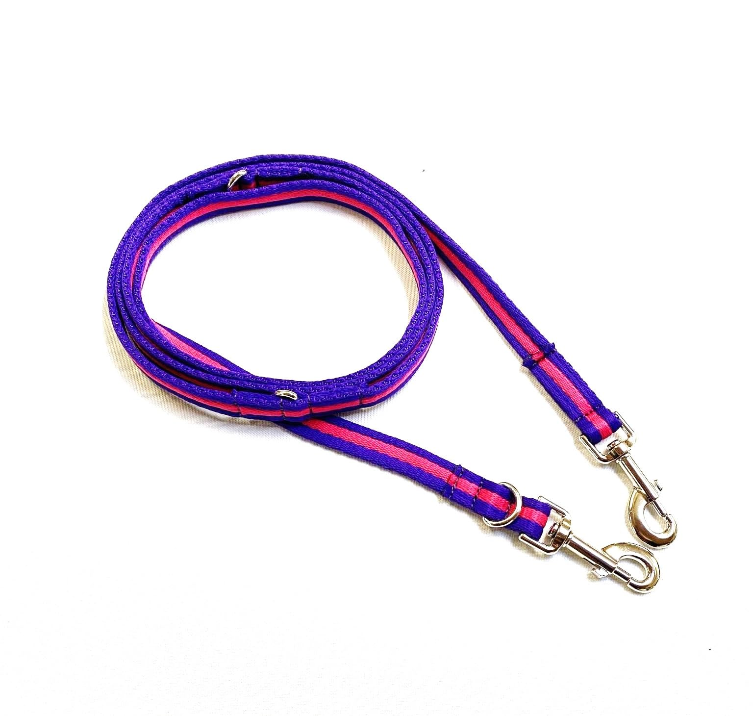 Double Ended Dog Training Lead Police Style Adjustable Leash 11ft (3.3 Metres) Multi-Functional In Air Webbing (Purple/Pink, 20mm Air Webbing) โ image 1
