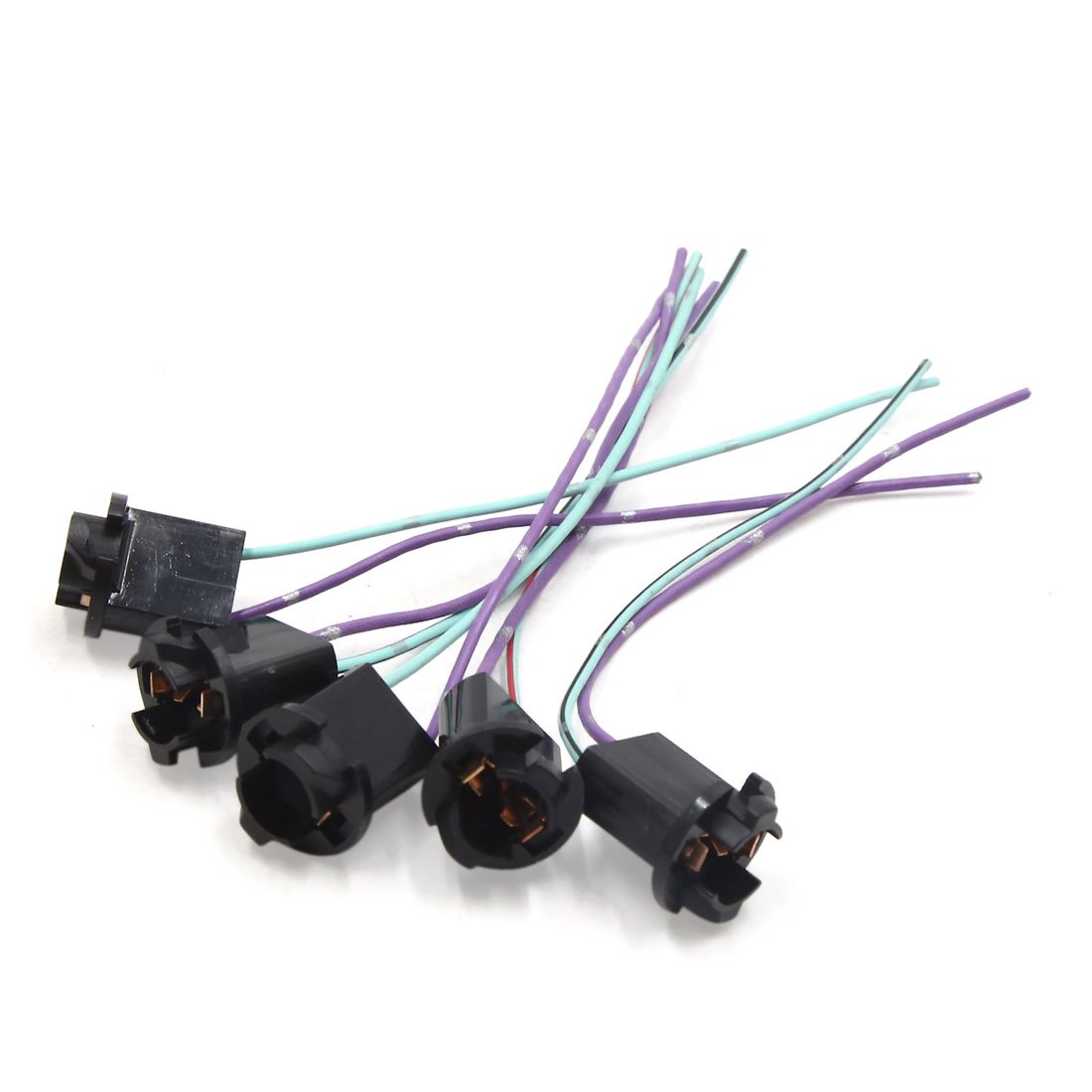 sourcingmap 5pcs T10 LED Light Socket Pre-wired Wiring Connector for Car, Black,Purple,Green