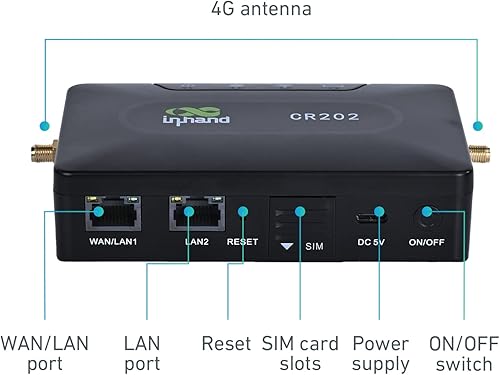 Miniatura 3 de InHand Networks CR202 4G LTE CAT6 Router Wi-Fi portátil de bolsillo, enrutador VPN inteligente, punto de acceso, punto de acceso, extensor, batería