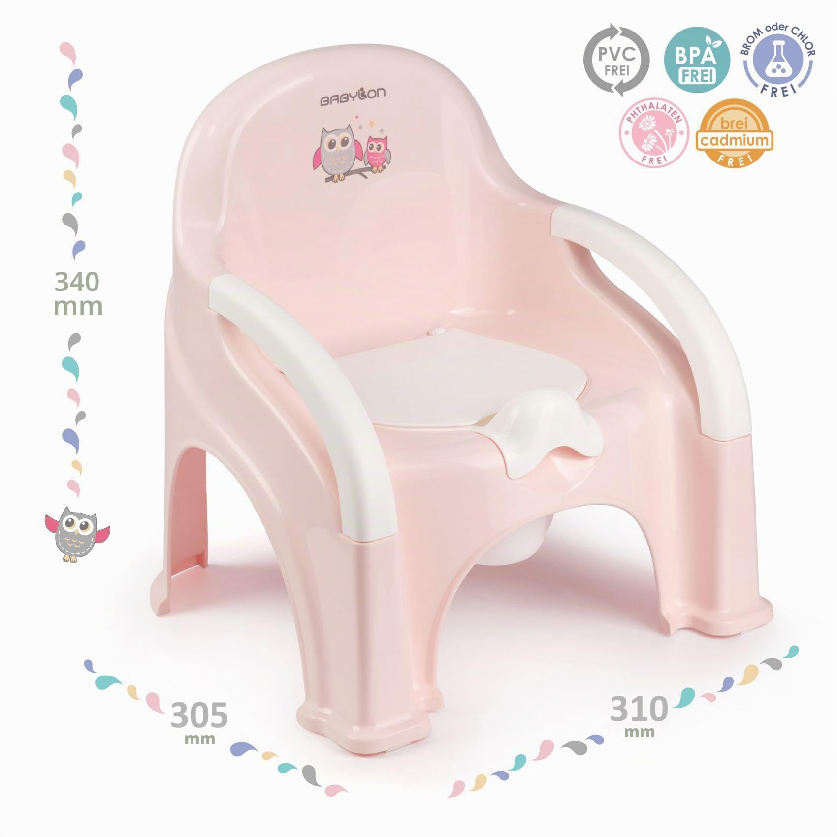 BABYLON Vasino per bambini con coperchio Premier anti scivolo Vasino per bambini wc, colore: rosa