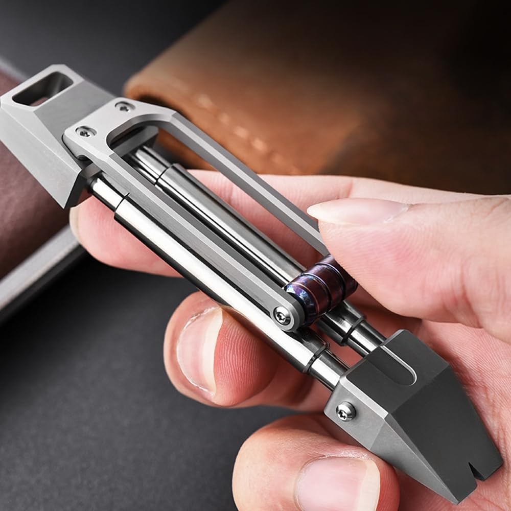 Titan Pry Bar, Brechstange, Pocket Titan-Stemmeisen mit Taschenclip und Dekompressionsrolle für Outdoor-Aktivitäten, Camping