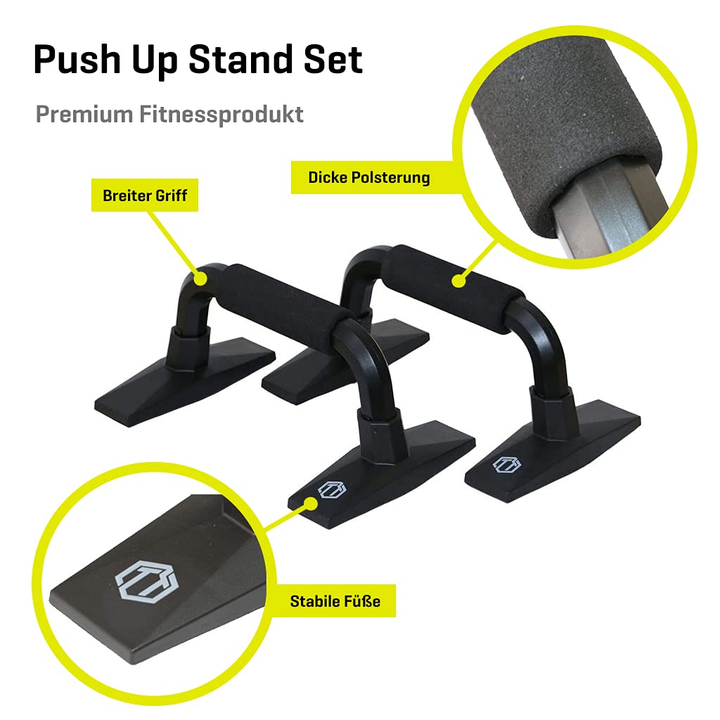 Sporttrend 24® Push Up Stand Bar zestaw 2 szt. w kolorze czarnym, obciążenie 200 kg | uchwyty do pompek, uchwyt do pompek, urządzenie siłowe