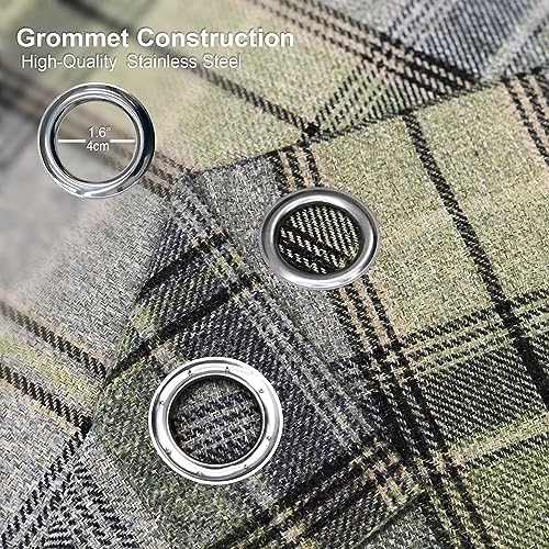 Always4U Woolen Look Plaid Curtains Modern Window Panels Green Check Tartan Curtains For Living Room Bedroom 2 Panels Green 45 * 84 Inches thumb #4