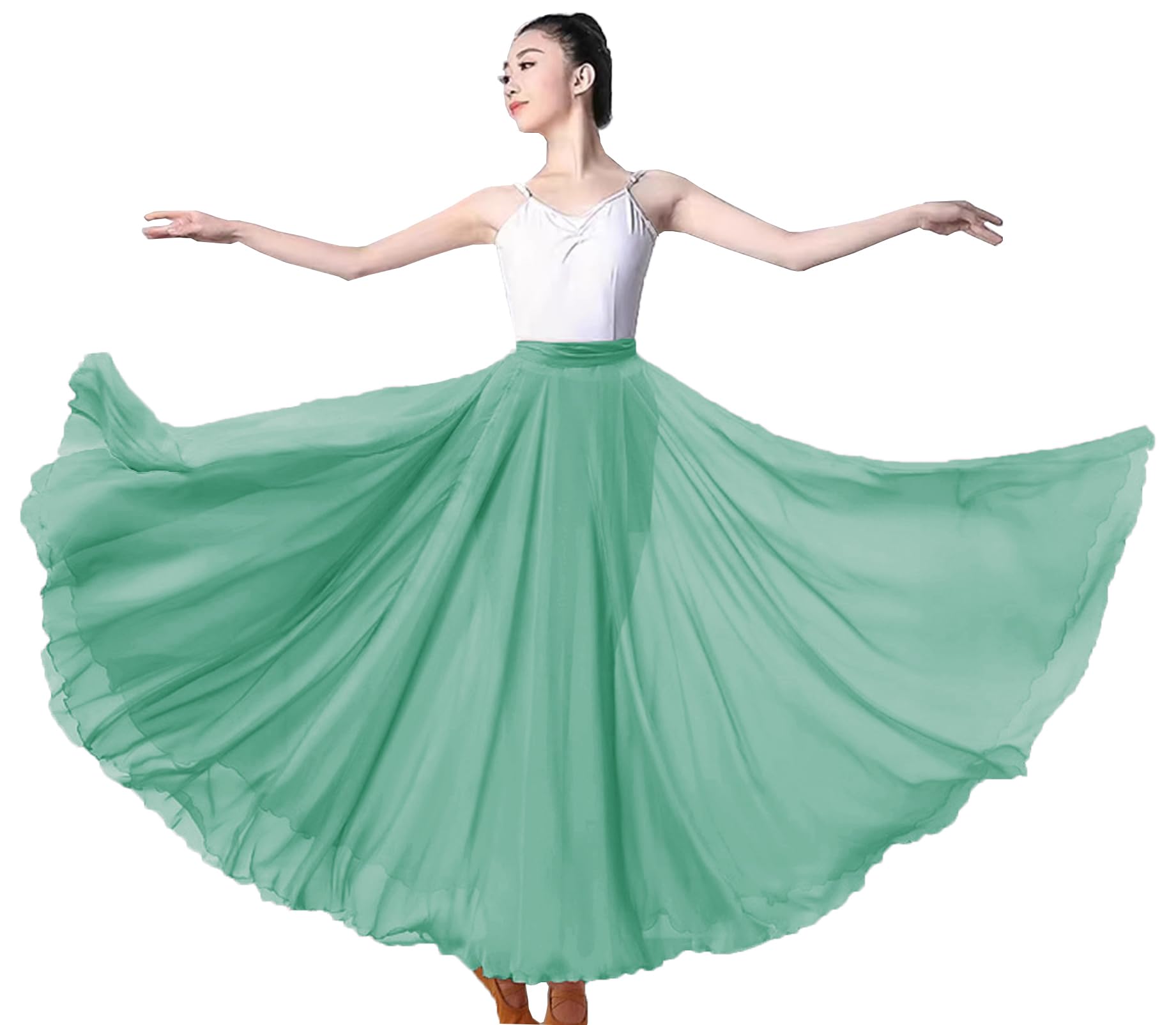 ORIDOOR 720 35" Long Women's Fairy Lyrical Dance Skirt Gradient Color Swing Skirt Ballet Modren Dance Costumes