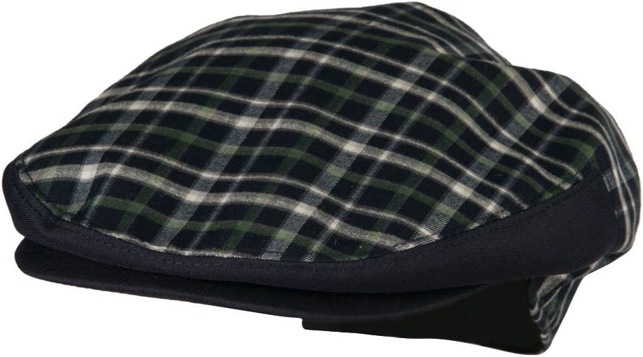 Jeanne SimmonsMen's Plaid Snap Button Ivy Cap - Navy OSFM