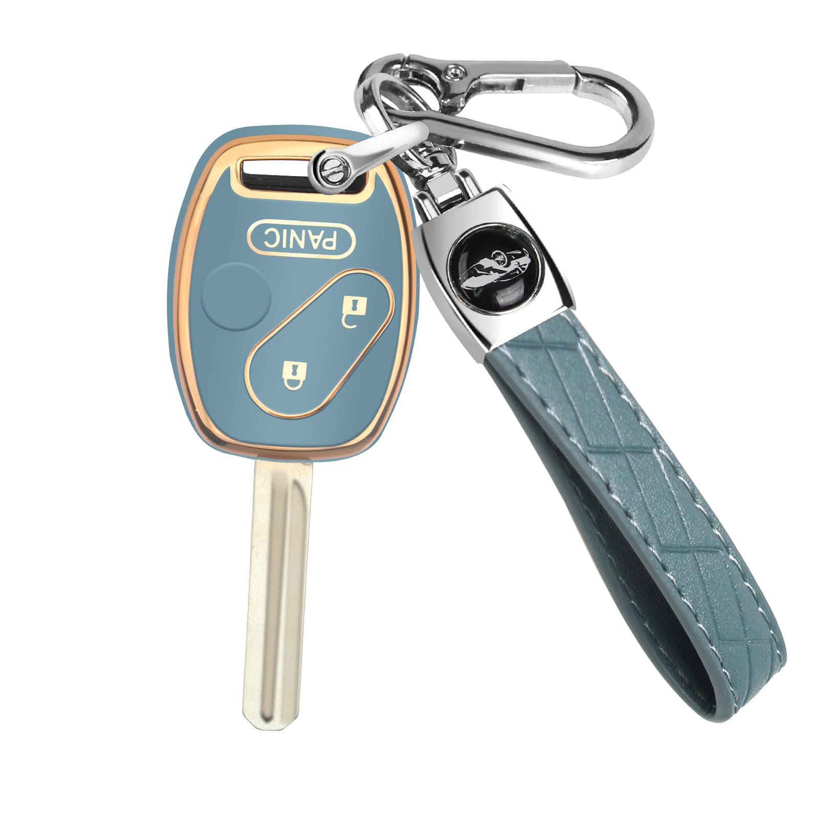 for Honda Key Fob Cover with Keychain, Car Key Case Shell Protector for Honda Accord 2003-2012 | Civic 2006-2013 | Pilot 2005-2015 CRV CRZ Fit Odyssey 3 Buttons Smart Remote Control, Blue