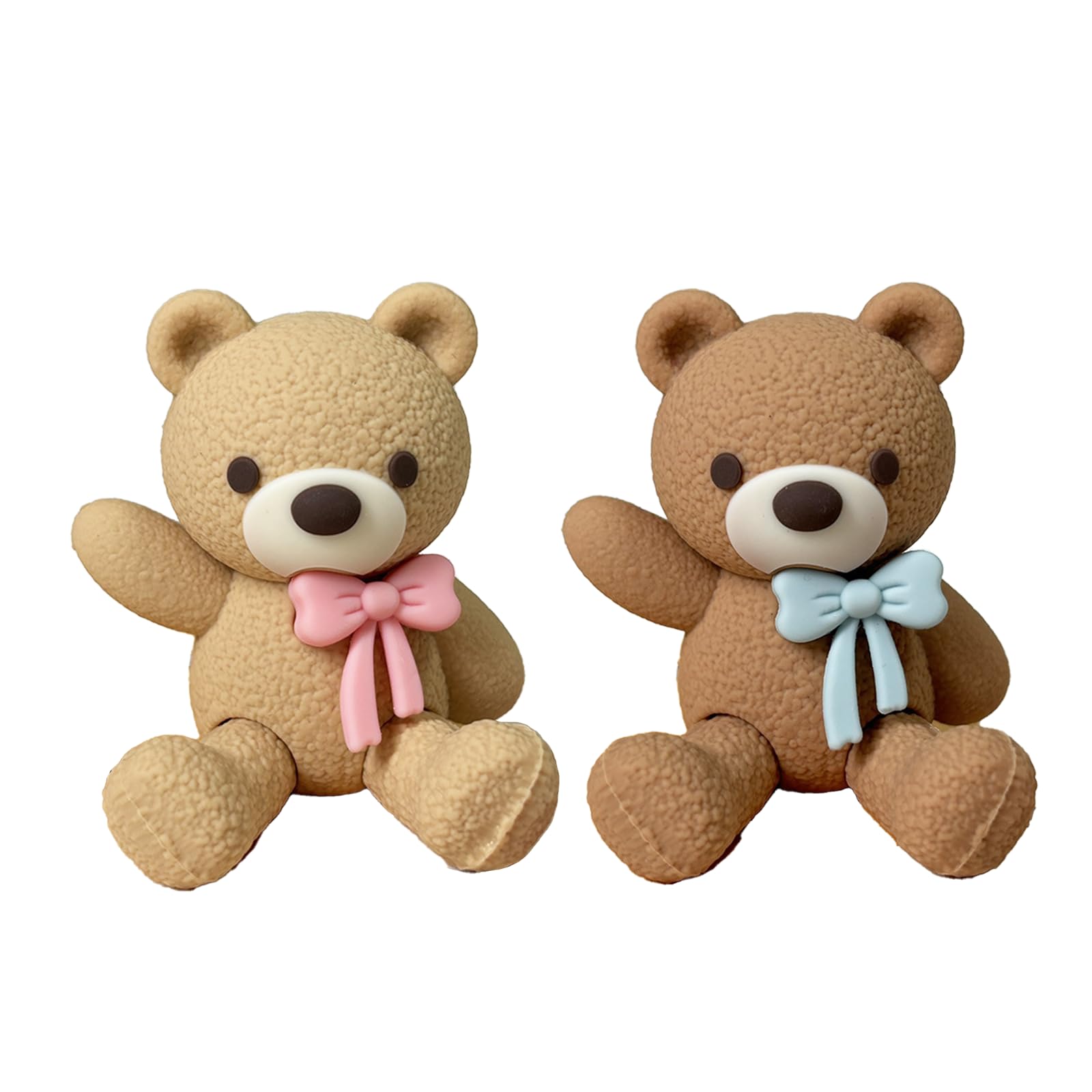 Blessmrich 2 Pieces Cake Topper Teddy Bear, Cake Decoration Christening Boy or Girl, Cake Topper Teddy Bear for Weddings, Baby Shower, Birthday, Parties (2)