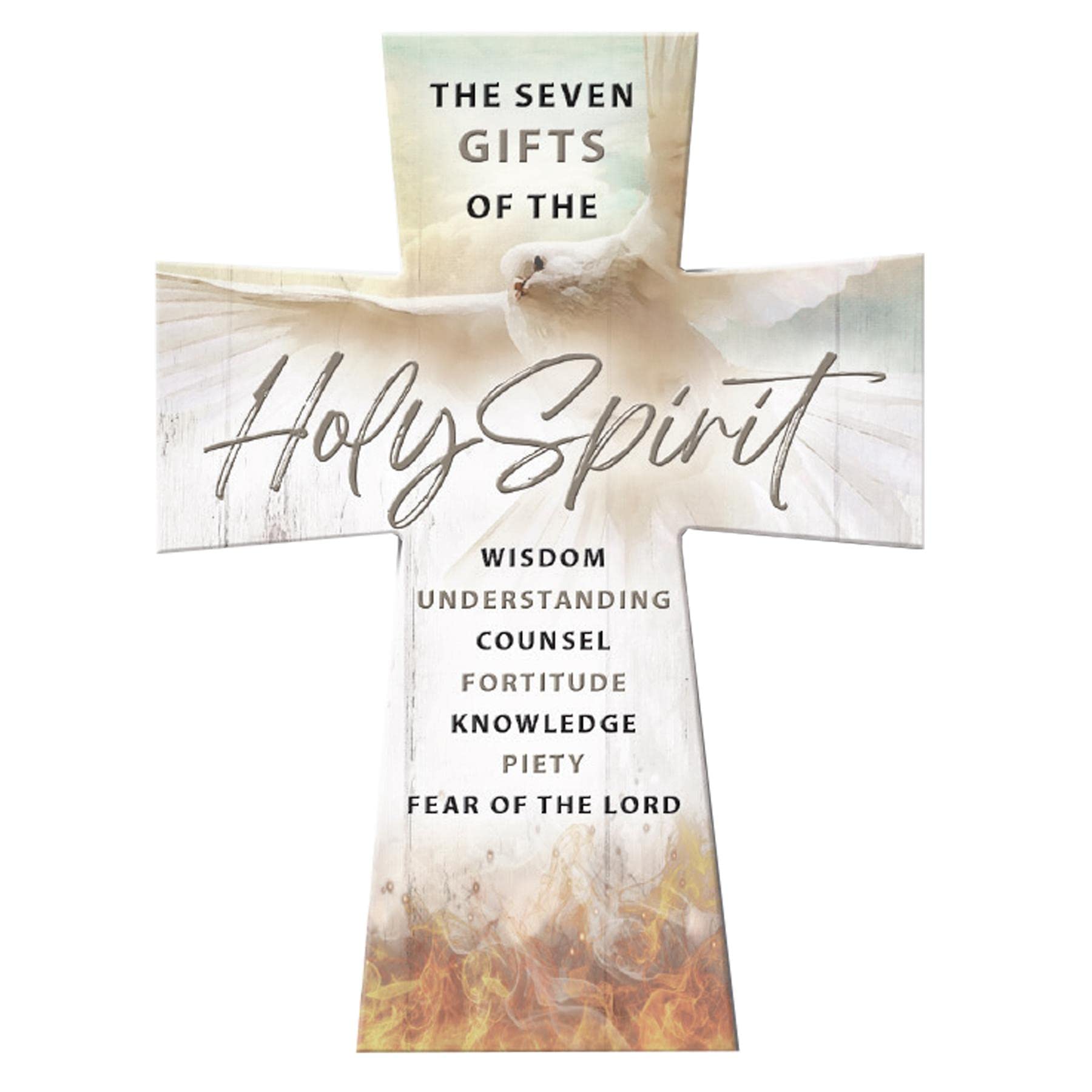 Widdle Gifts Multicolour Standing Cross Resin Plaque With Wording - Holy Spirit 9454