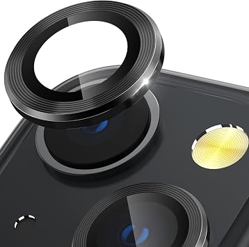 CloudValley Camera Lens Protector Designed for iPhone 13/13 Mini, Tempered Glass Protective Film, Aluminum Alloy Camera Lens Cover Black