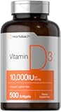 Horbäach Vitamin D3 10000 IU | 500 Softgels | Non-GMO, Gluten Free Supplement | Value Size | 250mcg | High Potency Formula