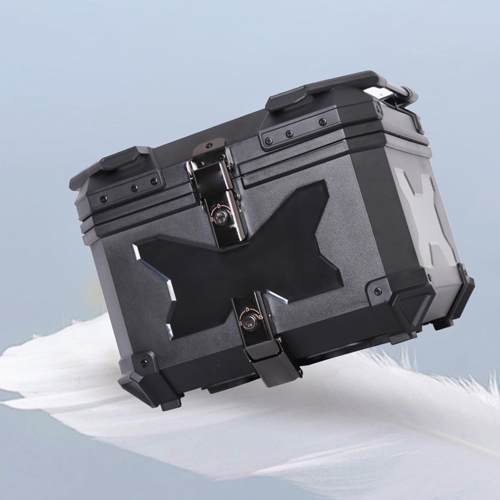 Zerodis Bauletto per Moto in ABS con Serratura, Baule per Casco da 45 Litri, con Strisce Riflettenti Sullo Schienale per Scooter, Motociclisti, Viaggi Pendolari