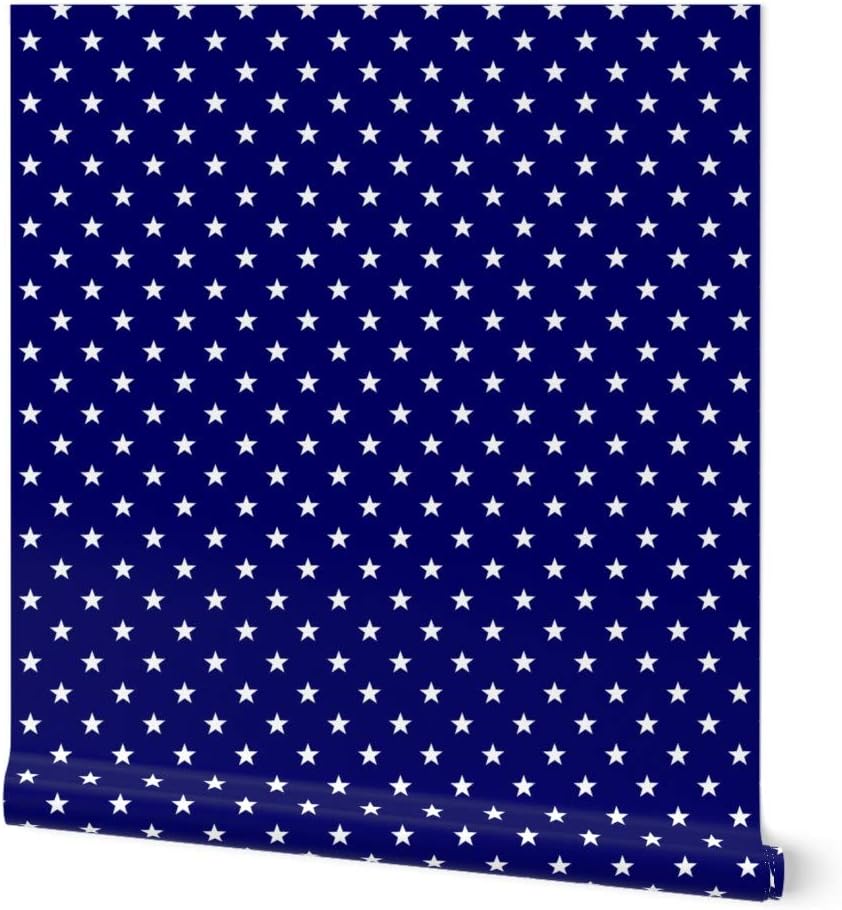 Peel & Stick Wallpaper 3ft x 2ft - Patriotic American Flag Blue White Stars July 4Th Independence Custom Removable Wallpaper by Spoonflower