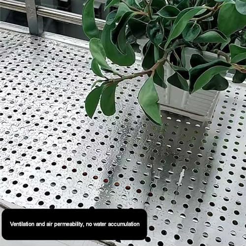 304 Stainless Steel Perforated Metal Sheet, Decorative Mesh Panel, 8mm Hole Diameter, Durable Stainless Steel Plate with Ties Gloves (30x700cm)