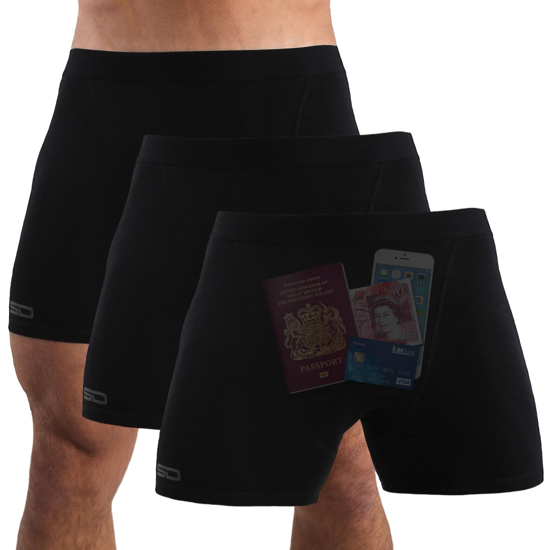 Men's Boxer Brief Shorts, Anti-Theft Pickpocket Proof Travel Pocket Underwear