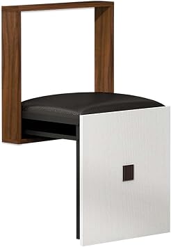 Modern and Sleek Brown Foldable Wall-Mounted Folding Stool, Leather Seat, 300kg Weight Capacity