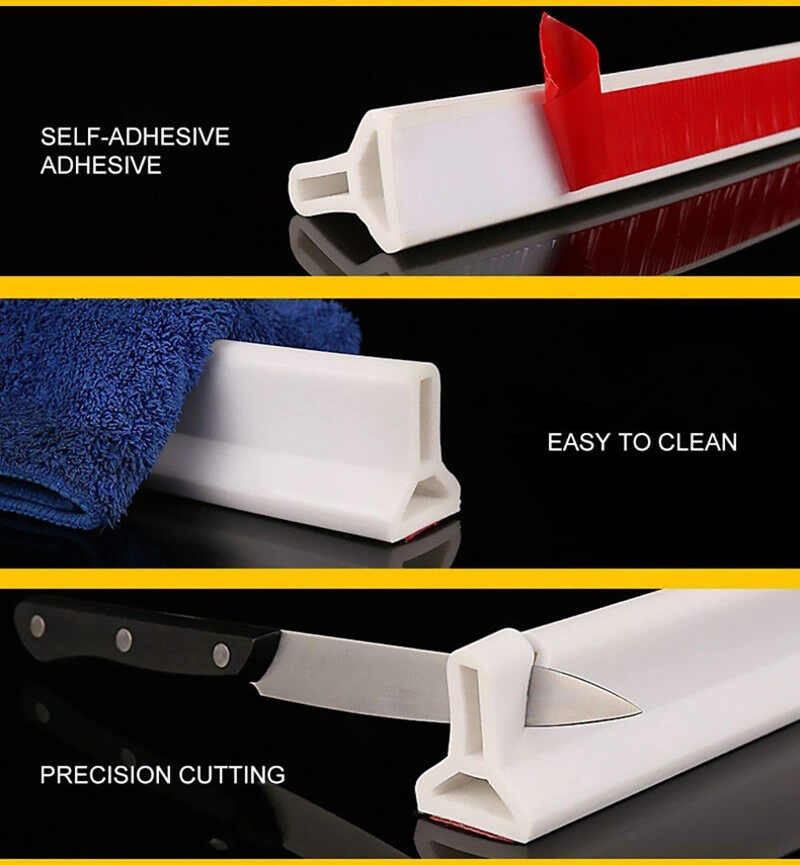 Self-Adhesive Silicone Water Barrier Strip – Flexible Shower Tray Seal For Wet Rooms, Bathrooms, Kitchens
