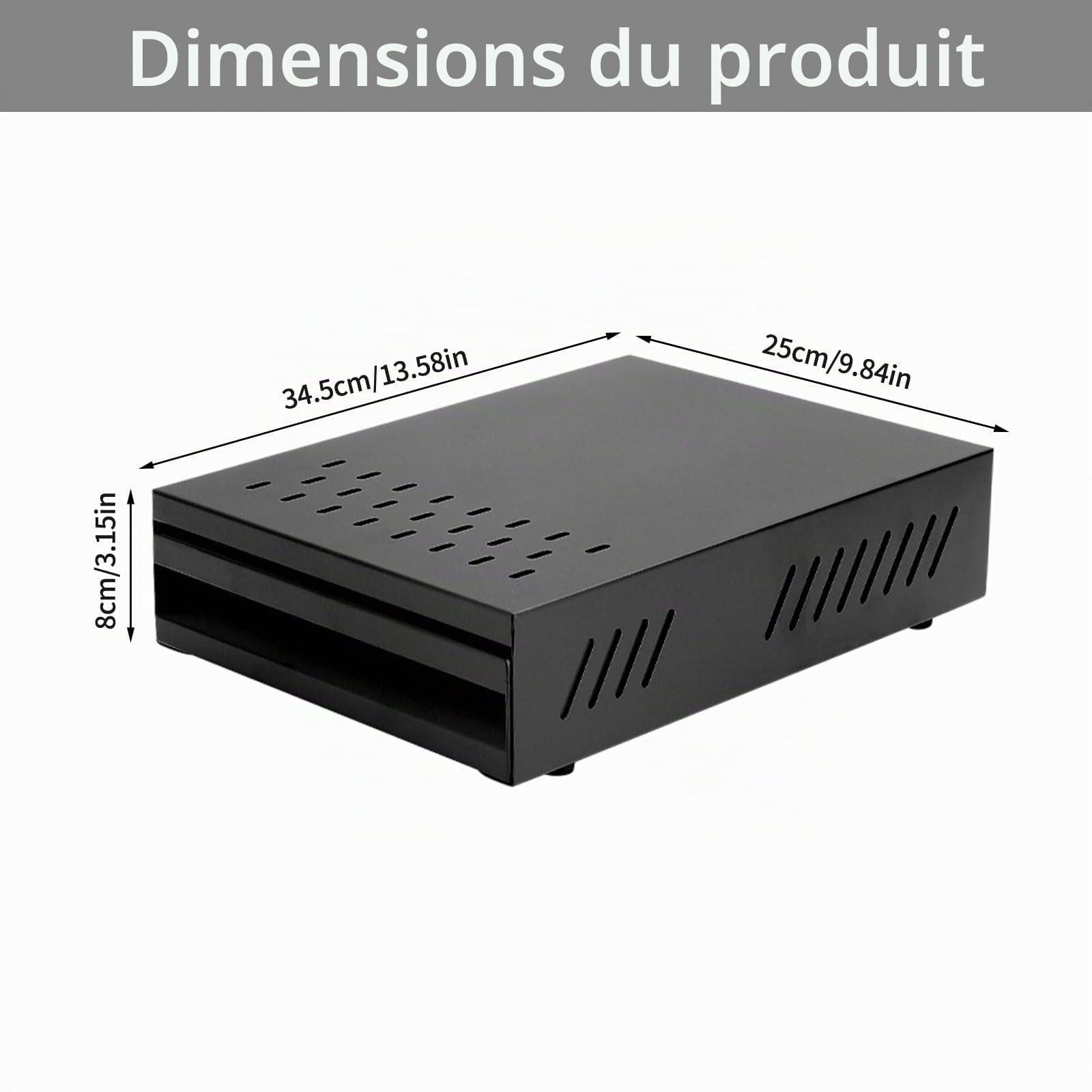 Récipient à café - Tiroir à marc de café - Récipient pour porte-filtre - En acier inoxydable - Convient pour toutes les machines à café courantes (noir, 34,5 x 25 x 8 cm)