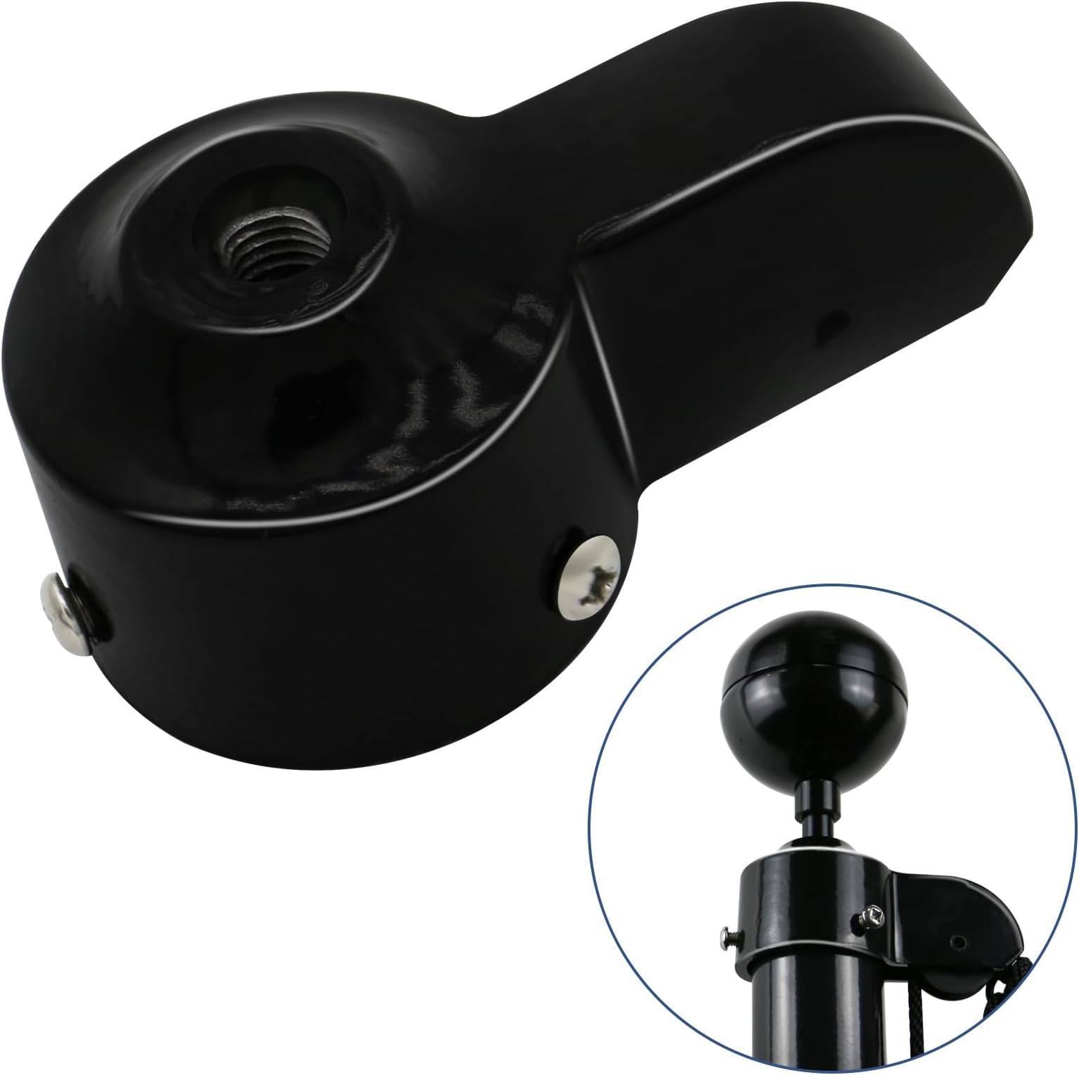 NQ Flag Pole Truck with Nylon Pulley for 1.6" to 2" Diameter USA Flag Poles,Heavy Duty Flag Pole Halyard Truck,Aluminum Alloy Flag Pole Truck (2", Black) …
