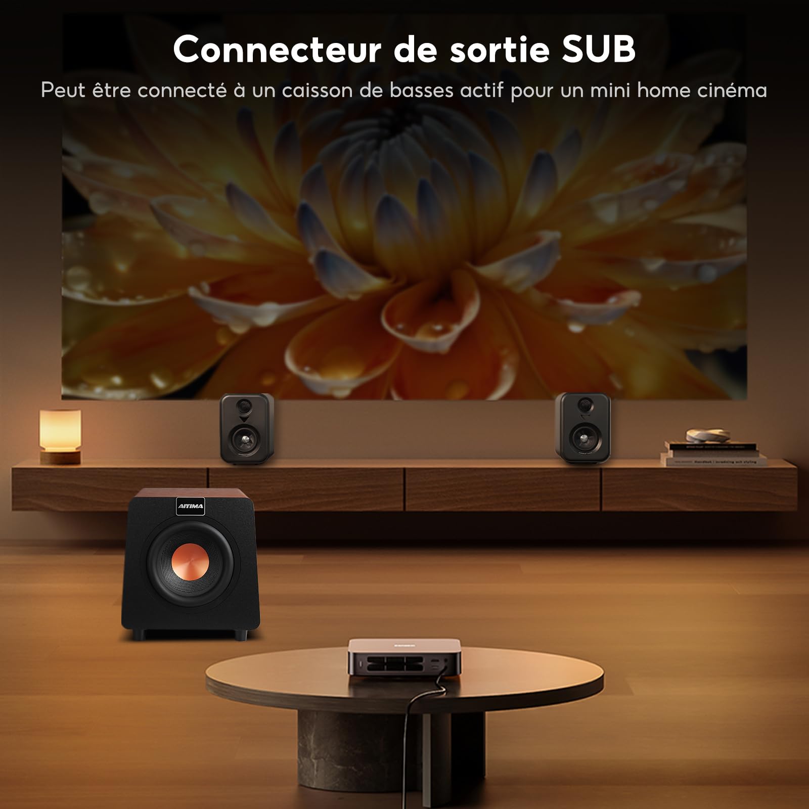 AIYIMA S400 Enceintes Bibliothèque Actives Hi-FI 2.0 Bluetooth 80 W RMS | Bluetooth 5.3, Optique, USB, RCA, Sortie caisson, Graves/Aigus réglables, TV, PC, Home Cinéma