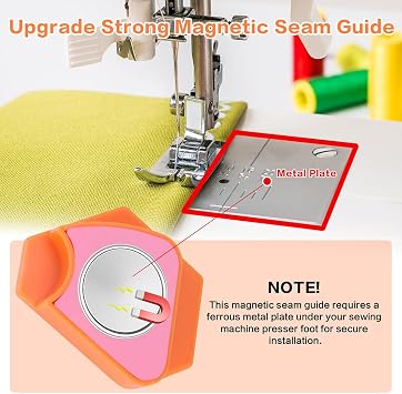 3 Pack Magnetic Seam Guide for Sewing Machine,Multifunctional Polygonal Hemmer Guide with Scale,Universal Sewing Quilting Supplies Accessories Tools(3 Color)